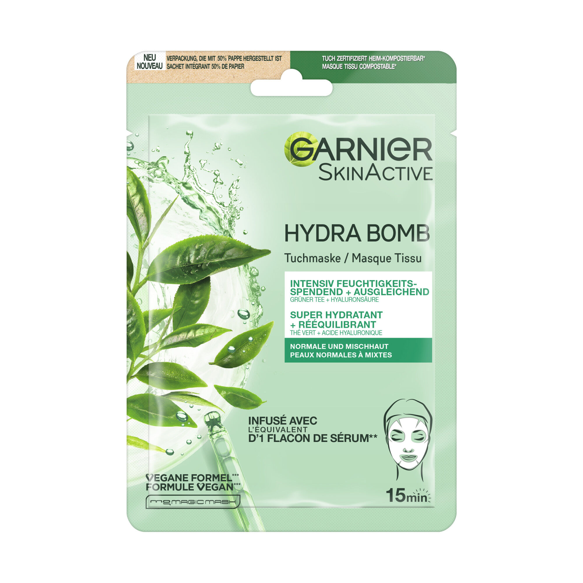 SkinActive Hydra Bomb Tuchmaske Gruner Tee 28g